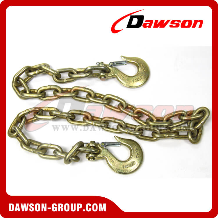 NBJINGYI 3/8 X 35 Trailer Safety Chain 2pcs Grade 70 Binder Chain with Clevis Grab Hooks 