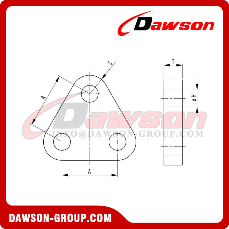 High Tensile Steel Three Hole Triangle Plate, Mooring Plate, tri