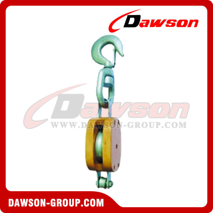 Regular Wood Block Single Sheave With Swivel Hook, snatch block, ulley