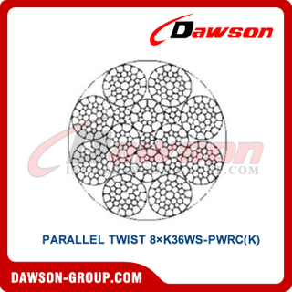 Steel Wire Rope Construction, Parallel Twist 8×K36WS-PWRC(K), Wire Rope for Construction Machinery 