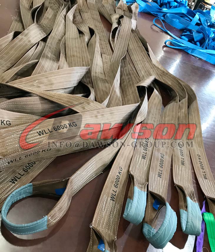 WLL 6 Ton Polyester bing Slings, Flat bing LIfting Slings